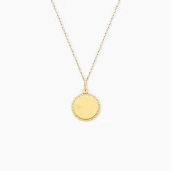 Pendentif Ange Rond Cisele Or Jaune