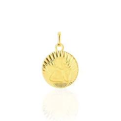 Pendentif Ange Rond Effet Diamante Or Jaune