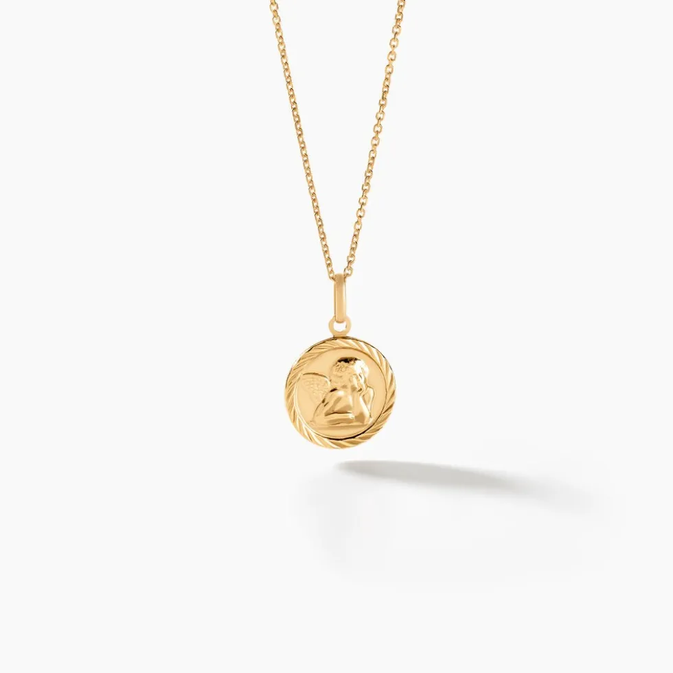 Pendentif Ange Rond Sable Or Jaune