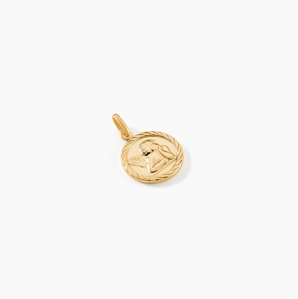 Pendentif Ange Rond Sable Or Jaune