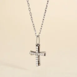 Pendentif Canice Croix Or Blanc Oxyde De Zirconium