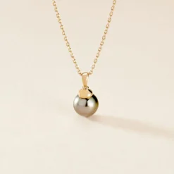 Pendentif Cerclee Or Jaune Perle De Culture De Tahiti