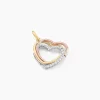 Pendentif Coeur Penche Double Or Tricolore Oxyde De Zirconium