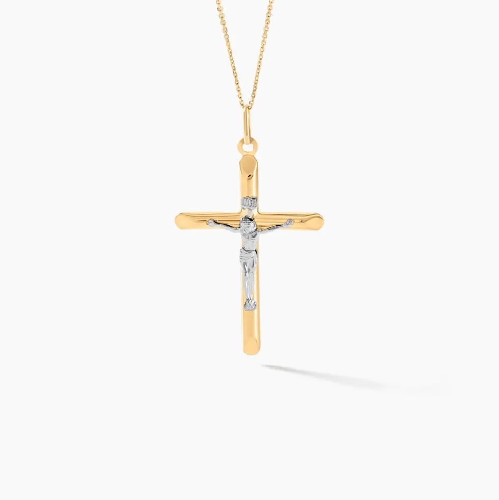 Pendentif Damian Croix Or Bicolore