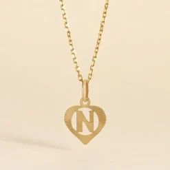 Pendentif Eudocie Coeur Lettre Or Jaune