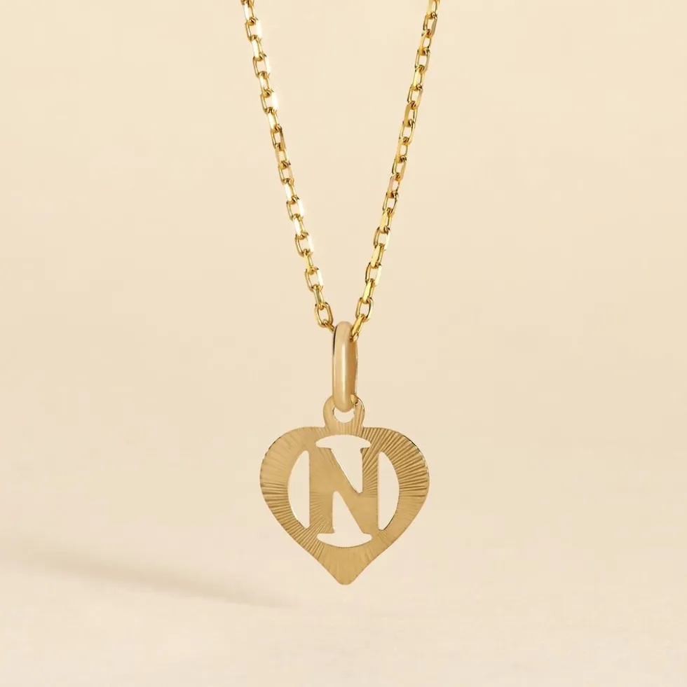 Pendentif Eudocie Coeur Lettre Or Jaune