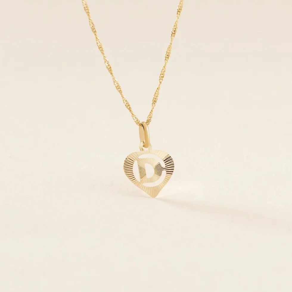 Pendentif Eudocie Coeur Lettre Or Jaune