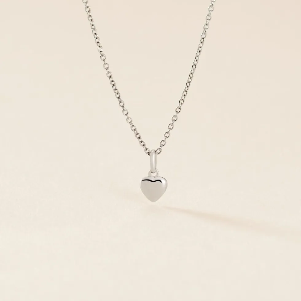 Pendentif Eudocie Coeur Lisse Or Blanc