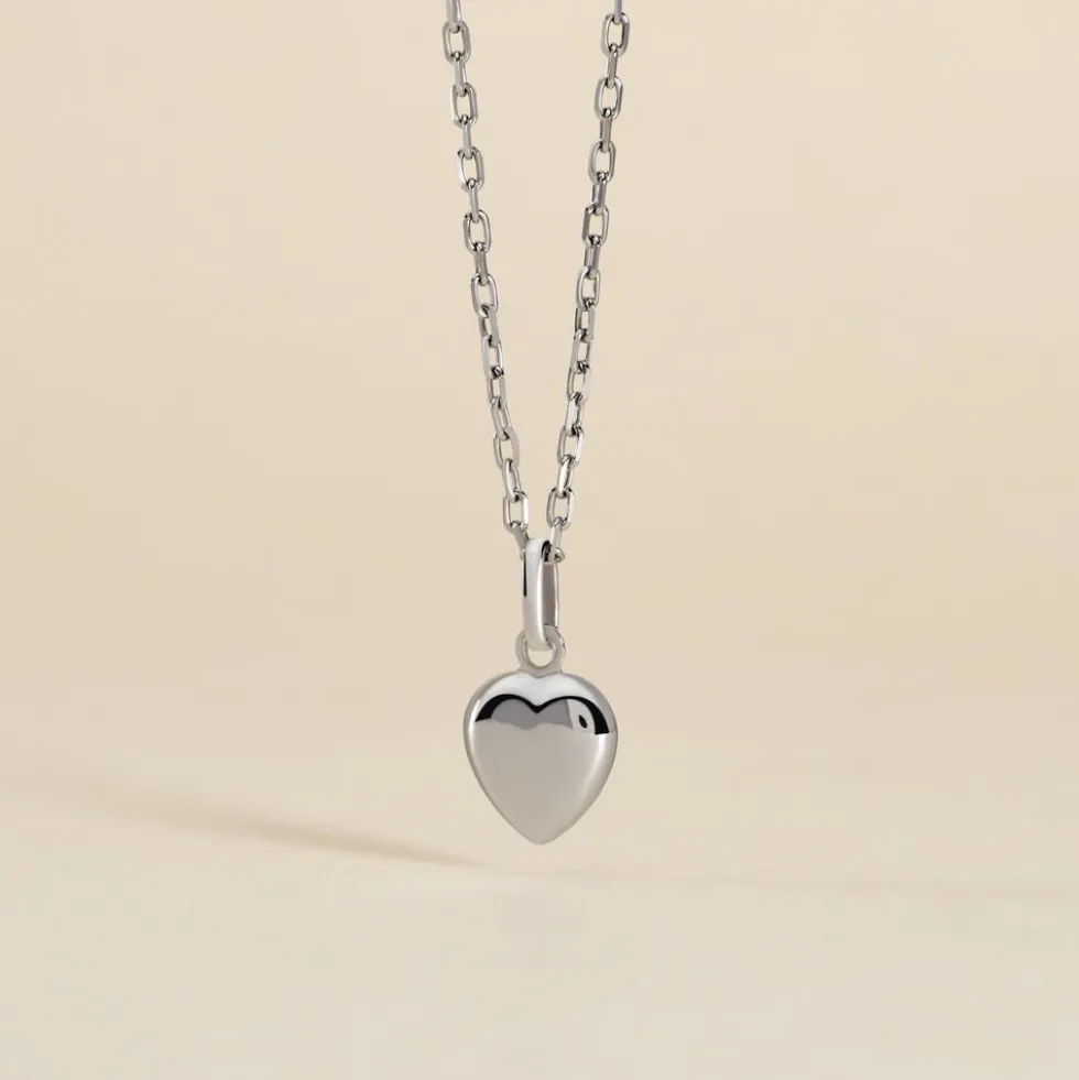 Pendentif Eudocie Coeur Lisse Or Blanc