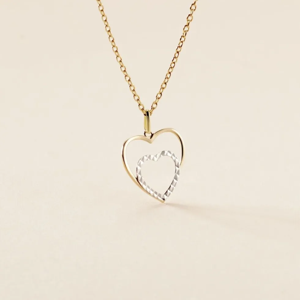 Pendentif Eudocie Double Coeurs Or Bicolore