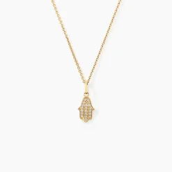 Pendentif Fatima Or Jaune Oxyde De Zirconium
