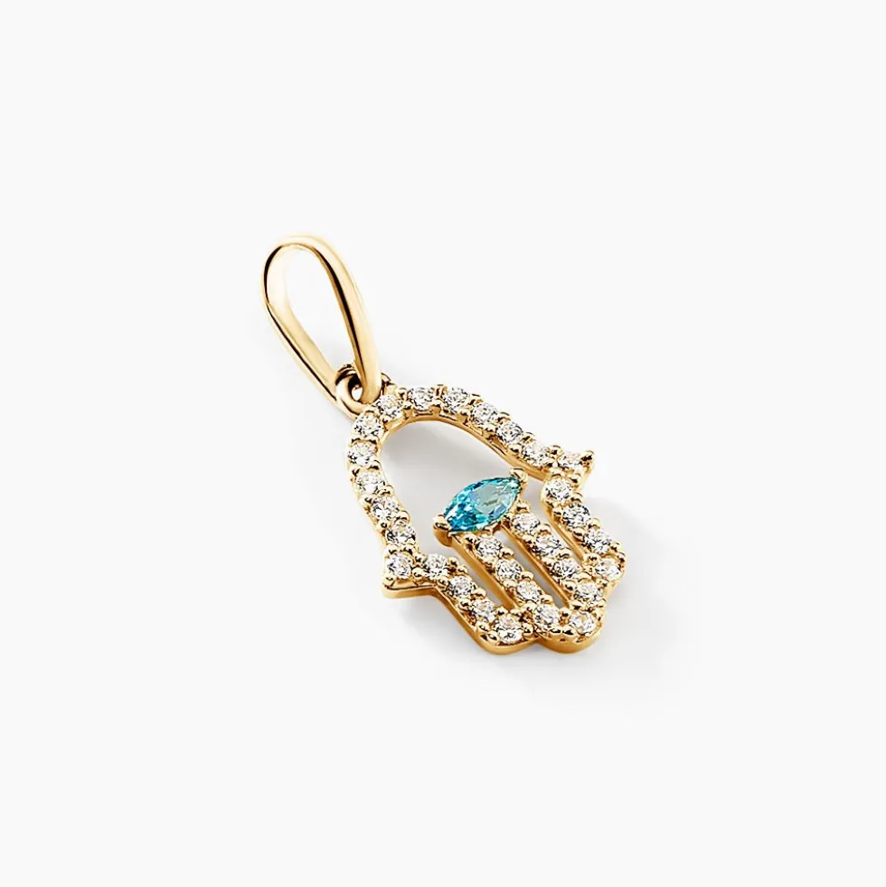Pendentif Fatima Or Jaune Oxyde De Zirconium
