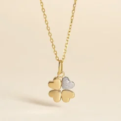 Pendentif Gert Coeur Trefle Or Jaune