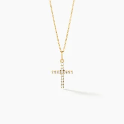 Pendentif Glacen Croix Or Jaune Oxyde De Zirconium