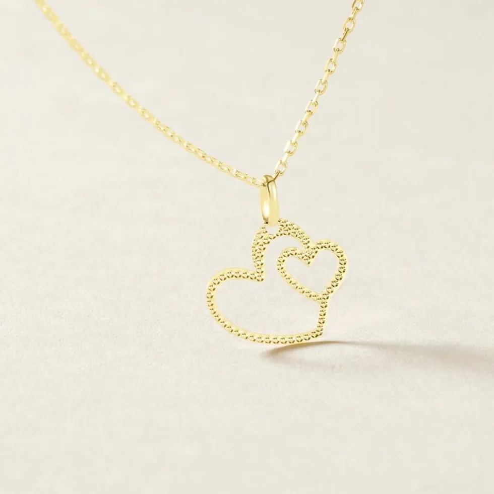 Pendentif Glady Coeurs Diamantes Or Jaune