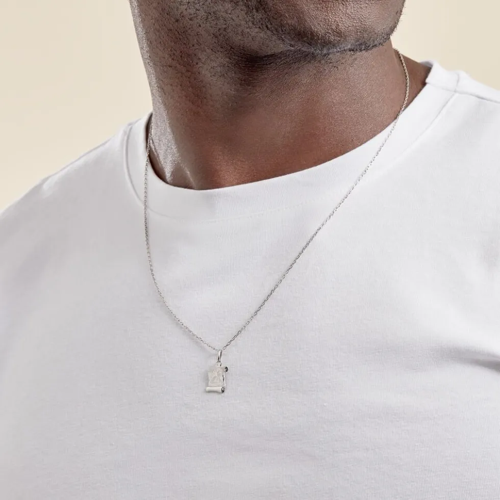 Pendentif Golda Ange Parchemin Or Blanc