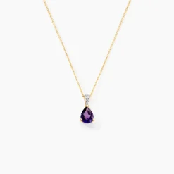 Pendentif Gorgel Or Jaune Améthyste Oxyde De Zirconium