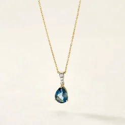 Pendentif Gorgel Or Jaune Topaze Oxyde De Zirconium