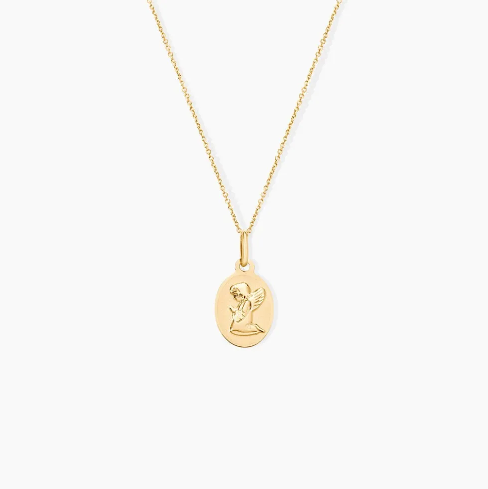 Pendentif Hadia Ange Ovale Or Jaune