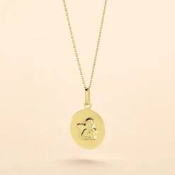Pendentif Hanita Ange Rond Satine Or Jaune
