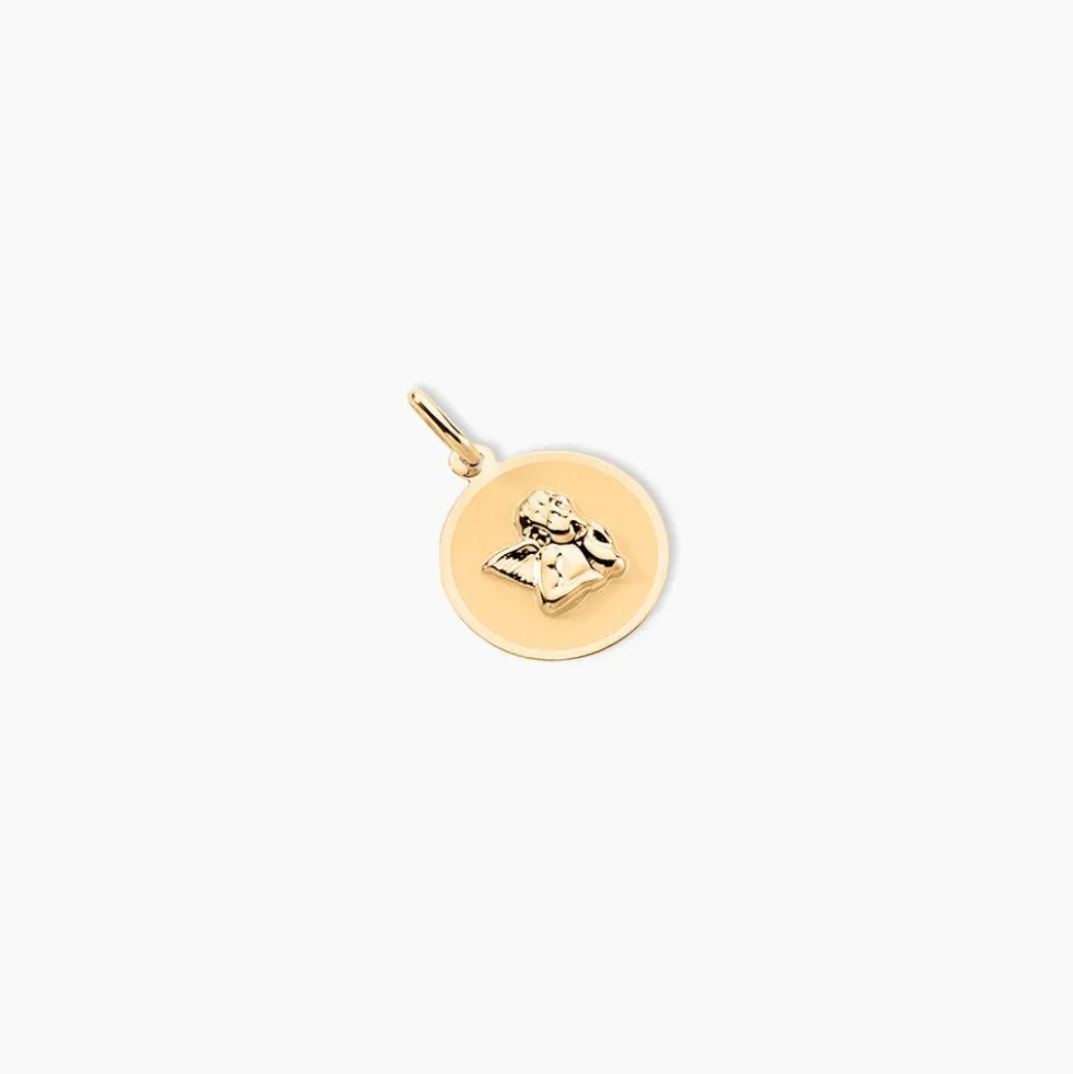 Pendentif Hanita Ange Rond Satine Or Jaune