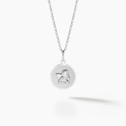 Pendentif Hanita Ange Rond Satine Or Blanc