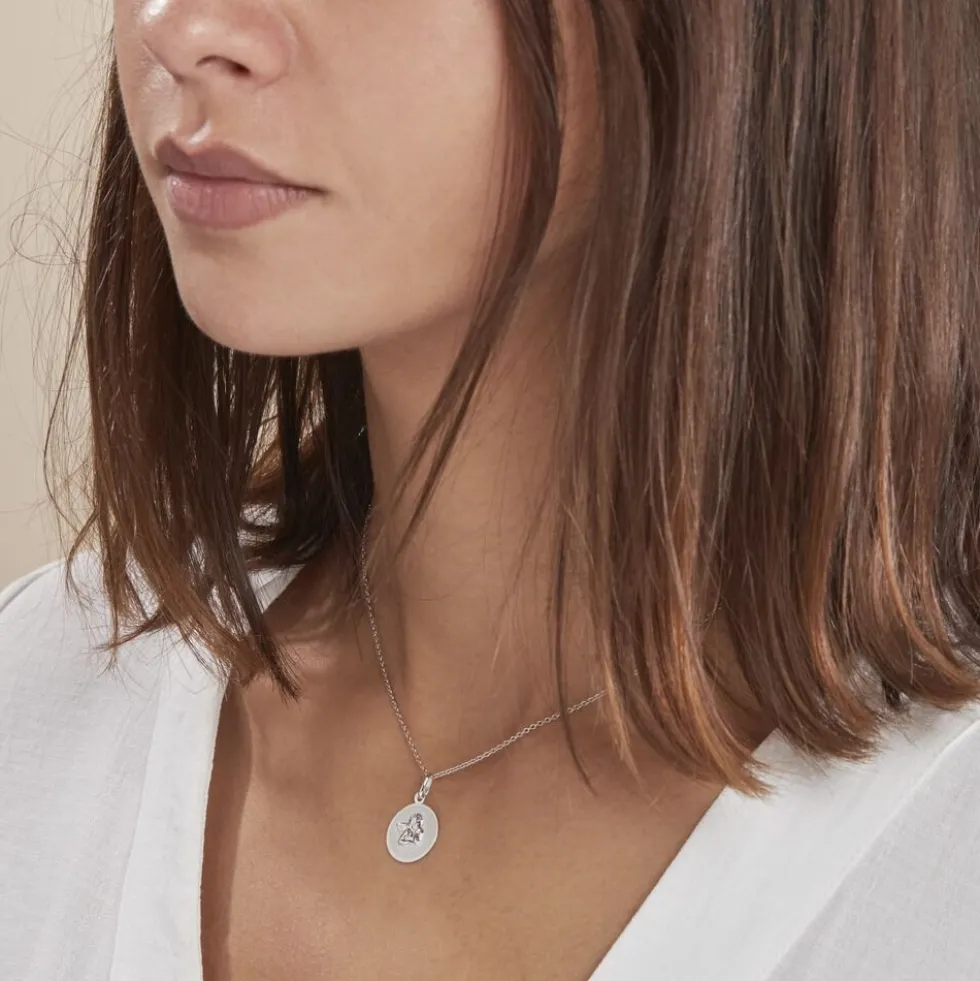 Pendentif Hanita Ange Rond Satine Or Blanc