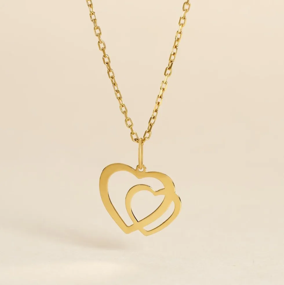 Pendentif Hasna Coeurs Lisses Or Jaune