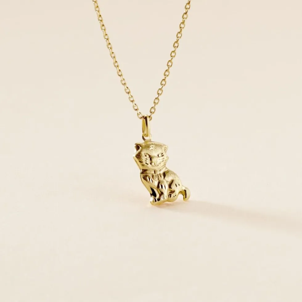 Pendentif Hayate Chat Or Jaune