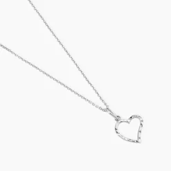Pendentif Heck Coeur Strie Or Blanc