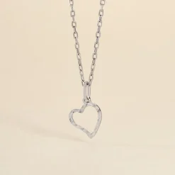 Pendentif Heck Coeur Strie Or Blanc