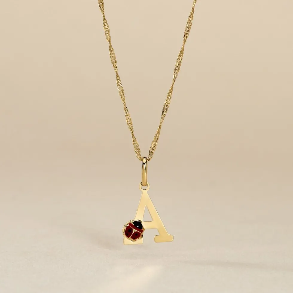 Pendentif Helidie Coccinelle Lettre Or Jaune