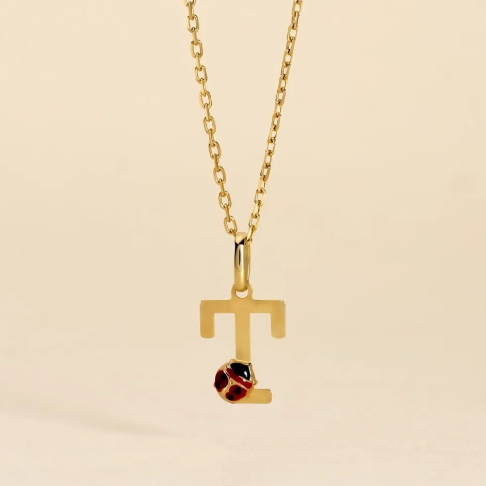 Pendentif Helidie Coccinelle Lettre Or Jaune