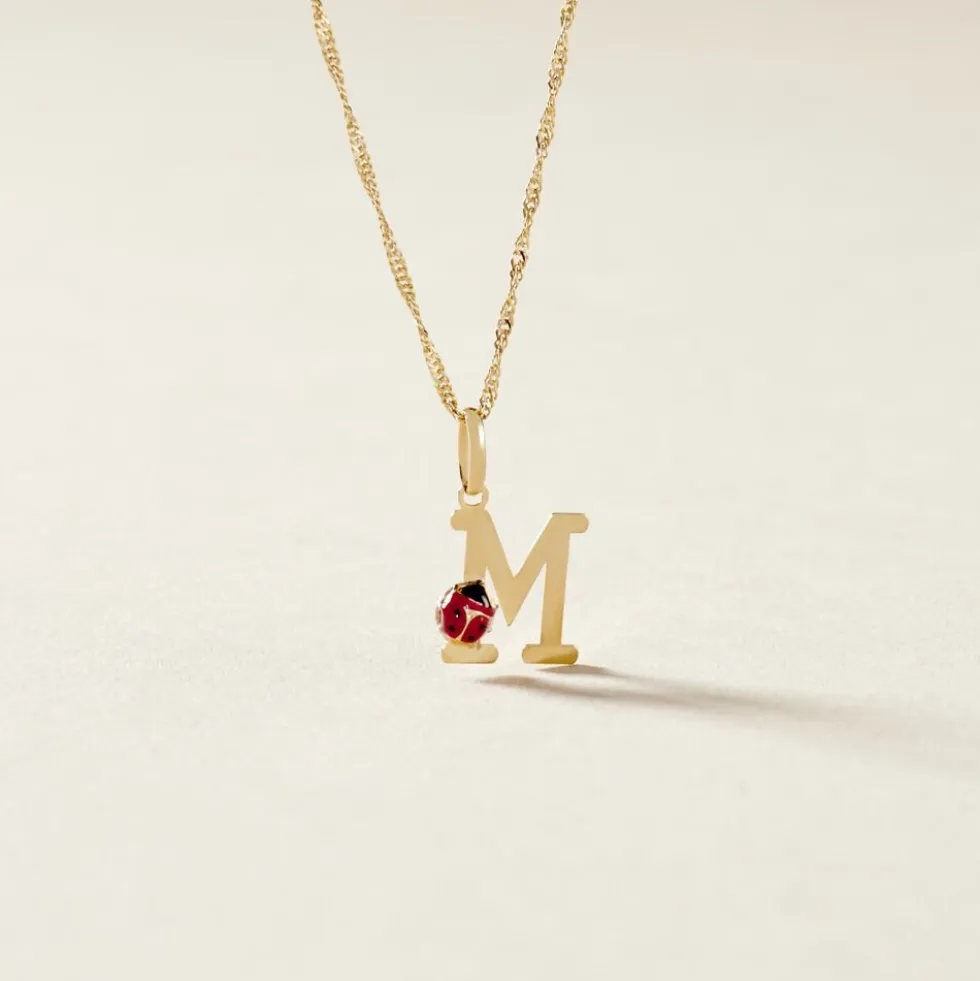 Pendentif Helidie Coccinelle Lettre Or Jaune