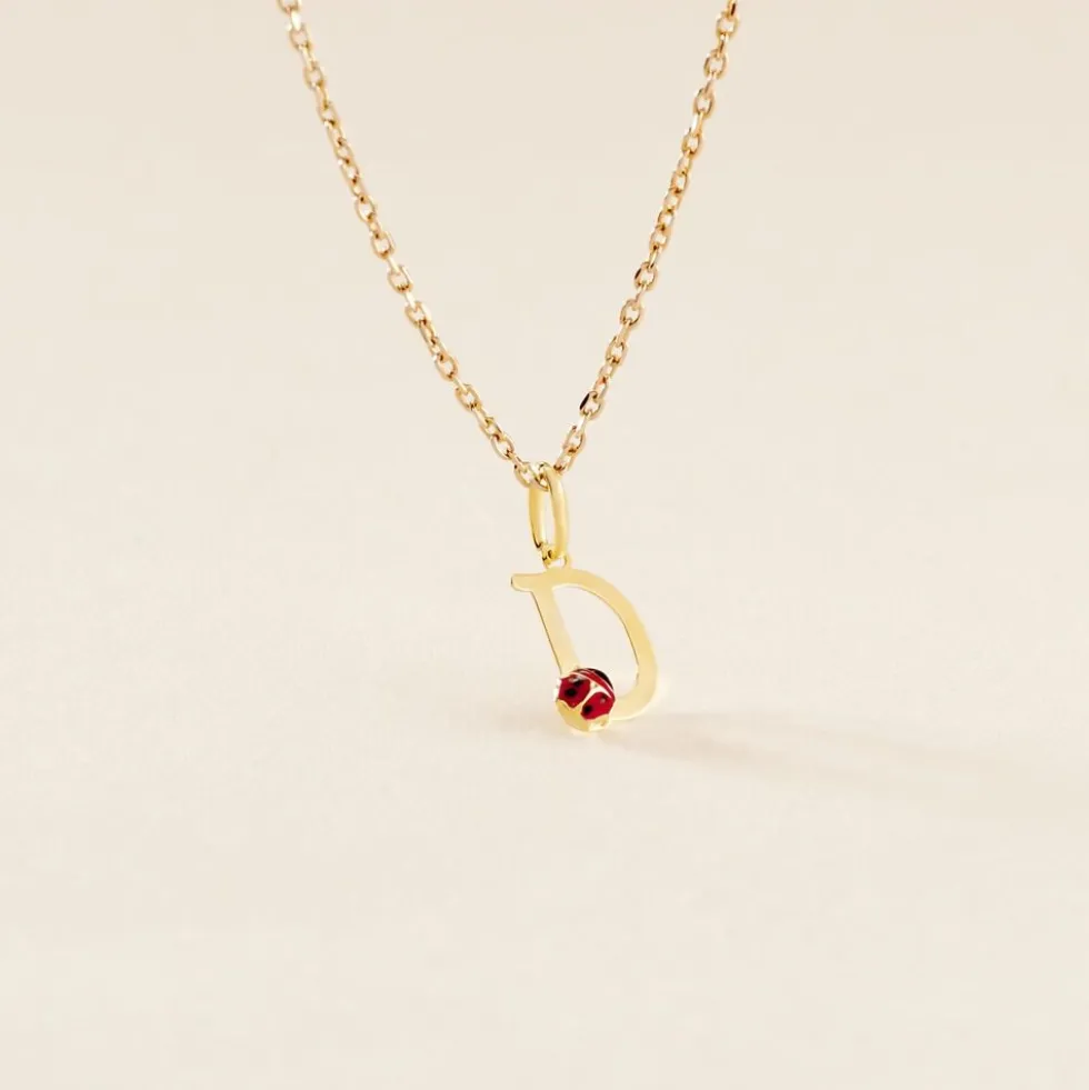 Pendentif Helidie Coccinelle Lettre Or Jaune
