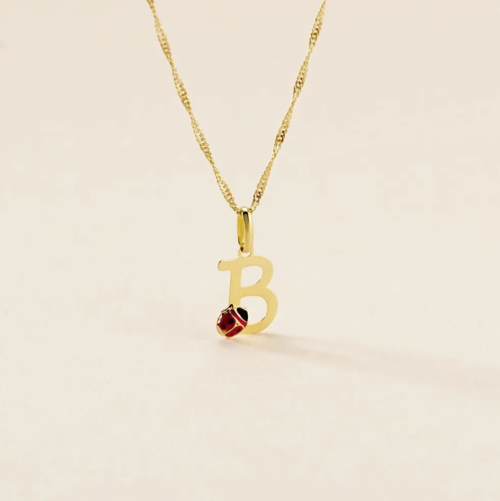 Pendentif Helidie Coccinelle Lettre Or Jaune