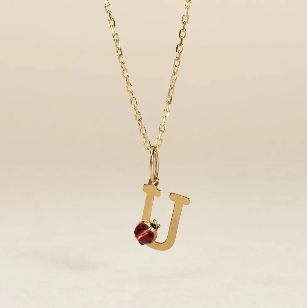 Pendentif Helidie Coccinelle Lettre Or Jaune