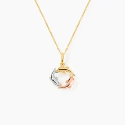 Pendentif Helmut Trio Dauphins Or Tricolore