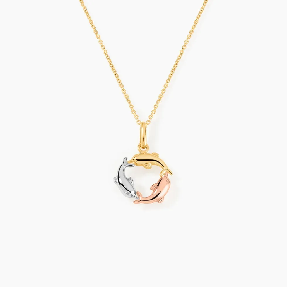 Pendentif Helmut Trio Dauphins Or Tricolore