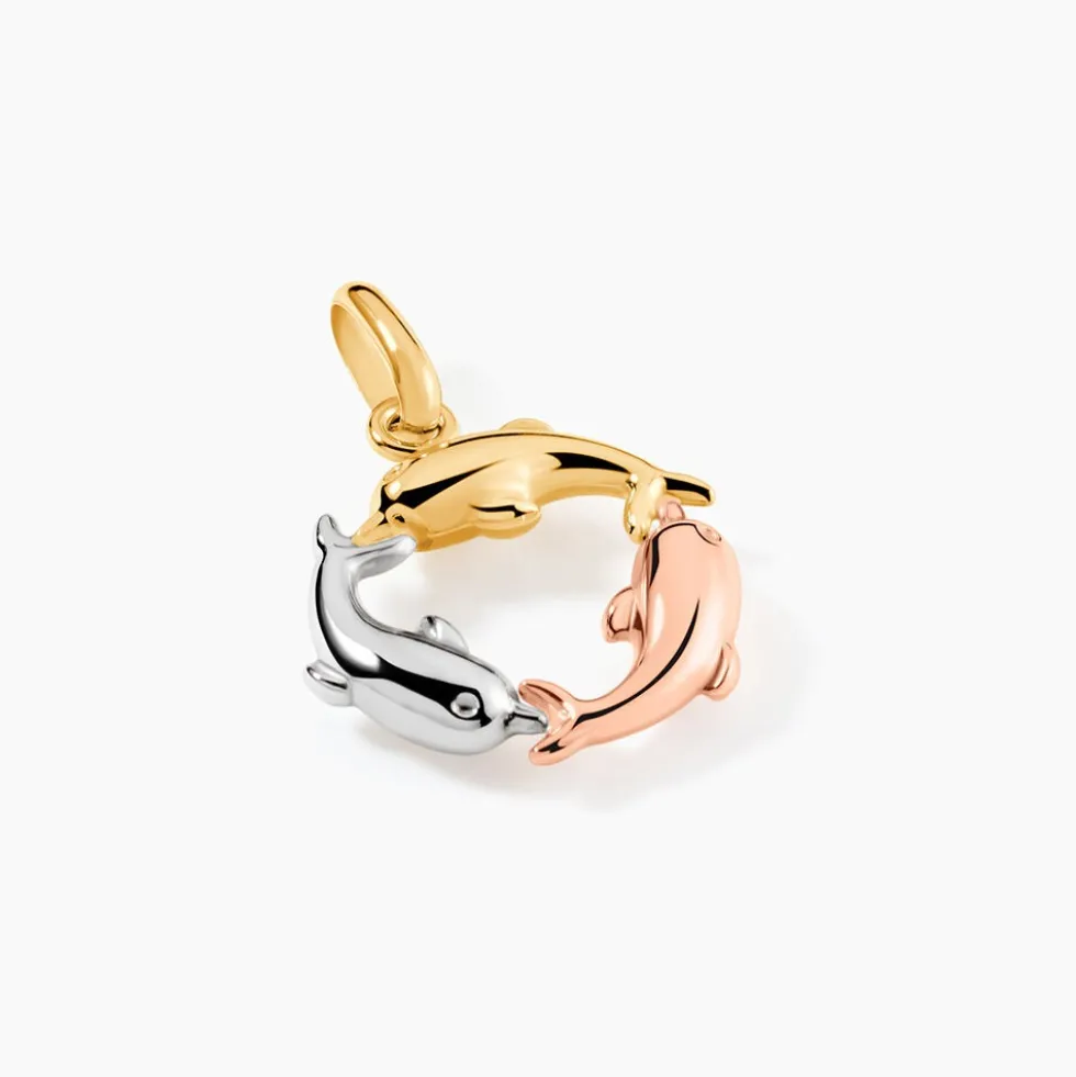 Pendentif Helmut Trio Dauphins Or Tricolore