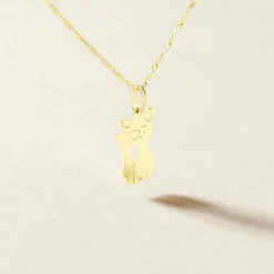 Pendentif Herman Chat Or Jaune
