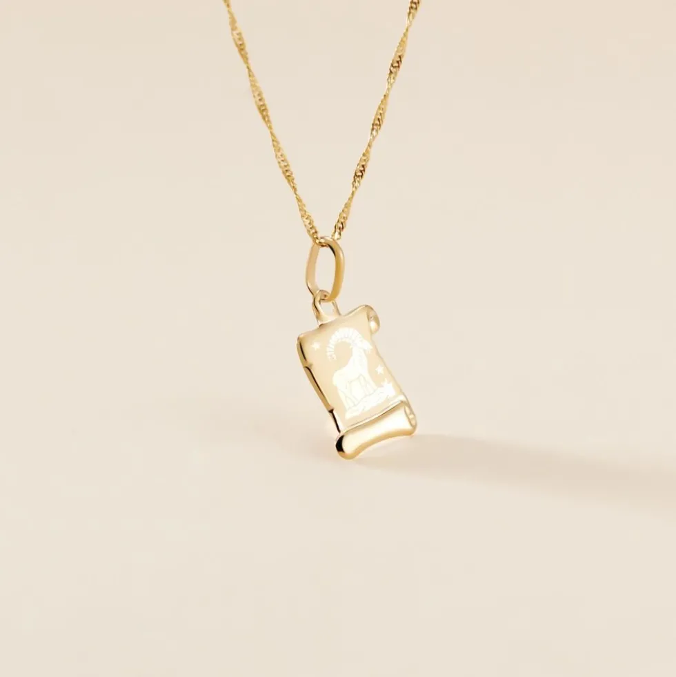 Pendentif Lamie Zodiaque Parchemin Or Jaune