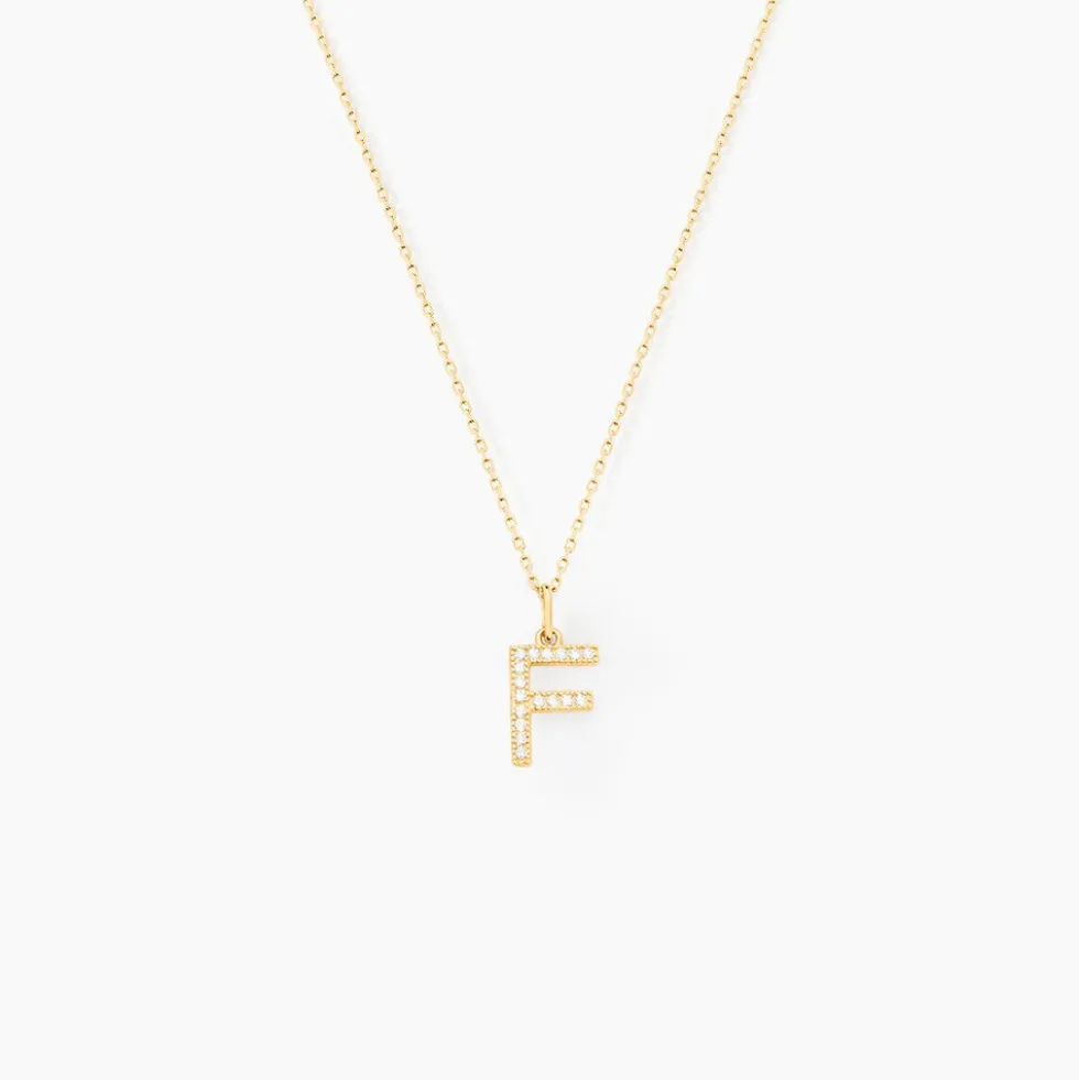 Pendentif Lettre F Or Jaune Oxyde