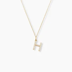 Pendentif Lettre H Or Jaune Oxyde
