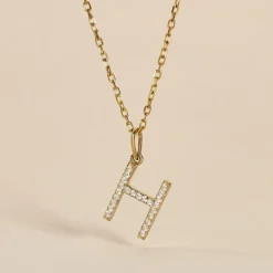 Pendentif Lettre H Or Jaune Oxyde