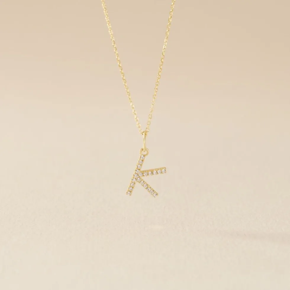 Pendentif Lettre K Or Jaune Oxyde