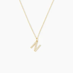 Pendentif Lettre N Or Jaune Oxyde