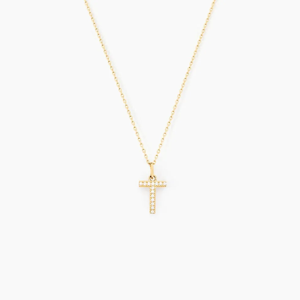 Pendentif Lettre T Or Jaune Oxyde
