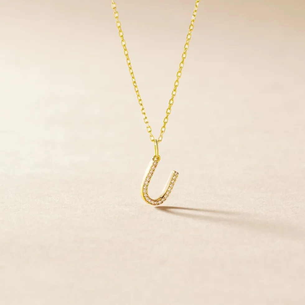 Pendentif Lettre U Or Jaune Oxyde