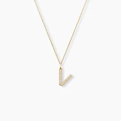 Pendentif Lettre V Or Jaune Oxyde